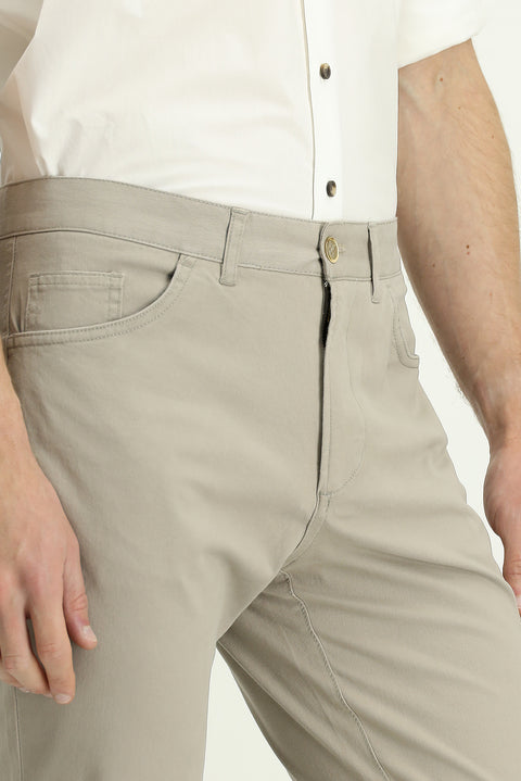 Light Mink Slim Fit Skinny Stretch Canvas / Chino Pants with Side Pockets
