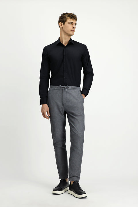 Medium Smoked Slim Fit Narrow Cut Patterned Elasticated Waist Drawstring Lycra Jogger Pants