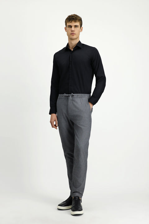 Medium Smoked Slim Fit Narrow Cut Patterned Elasticated Waist Drawstring Lycra Jogger Pants