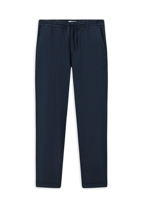 Dark Navy Slim Fit Skinny Patterned Elasticated Waist Drawstring Stretchy Jogger Pants