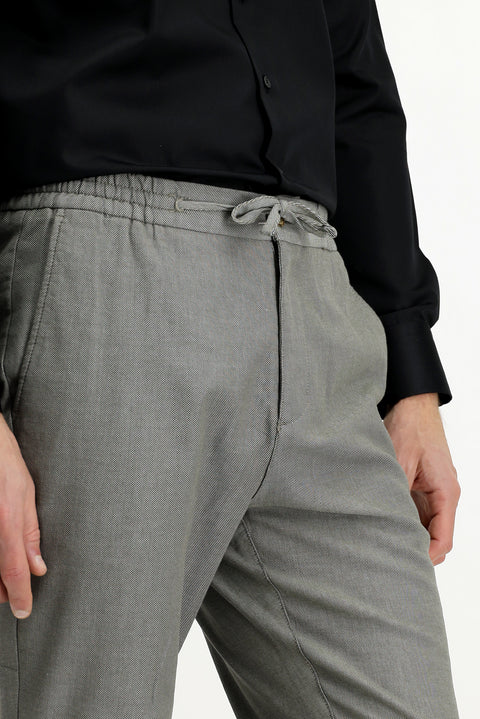 Orta Haki Slim Fit Dar Kesim Desenli Beli Lastikli İpli Likralı Jogger Pantolon