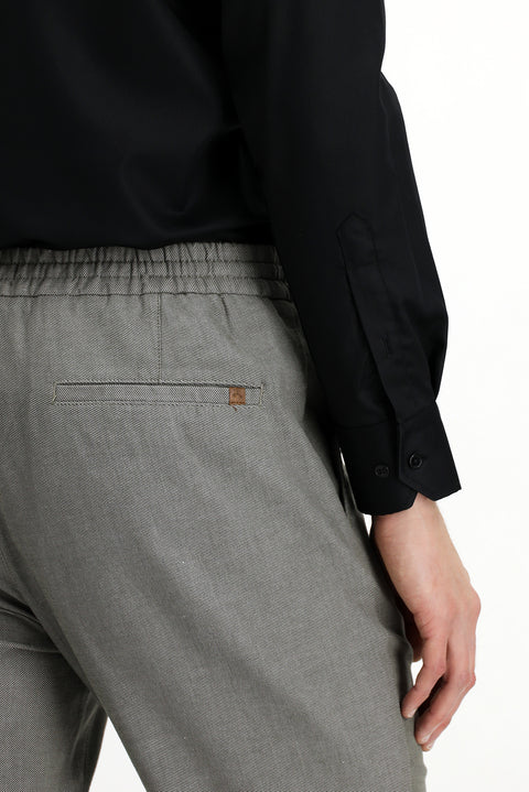 Orta Haki Slim Fit Dar Kesim Desenli Beli Lastikli İpli Likralı Jogger Pantolon