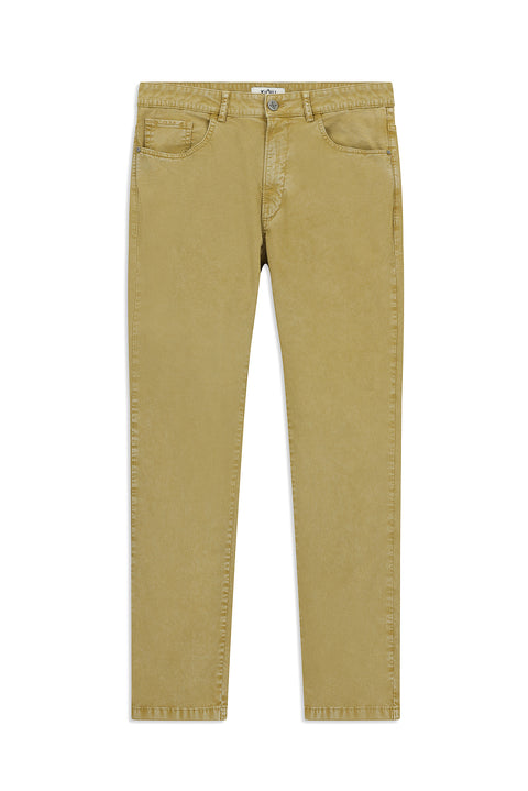 Mid-Beige Regular Fit Standard Cut Stretch Canvas / Chino Trousers