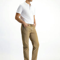 Orta Bej Regular Fit Standart Kesim Likralı Kanvas / Chino Pantolon