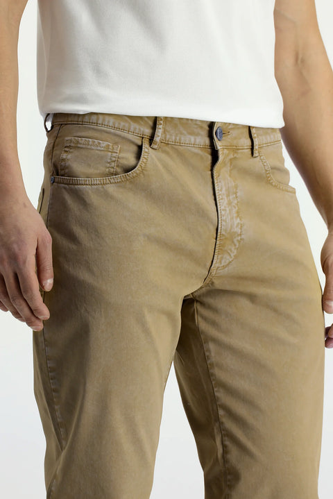 Orta Bej Regular Fit Standart Kesim Likralı Kanvas / Chino Pantolon
