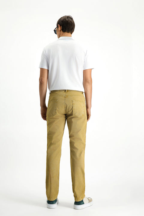 Mid-Beige Regular Fit Standard Cut Stretch Canvas / Chino Trousers