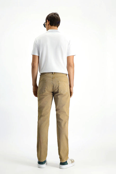 Orta Bej Regular Fit Standart Kesim Likralı Kanvas / Chino Pantolon
