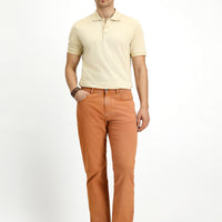 Brick Regular Fit Standard Cut Lycra Canvas / Chino Trousers