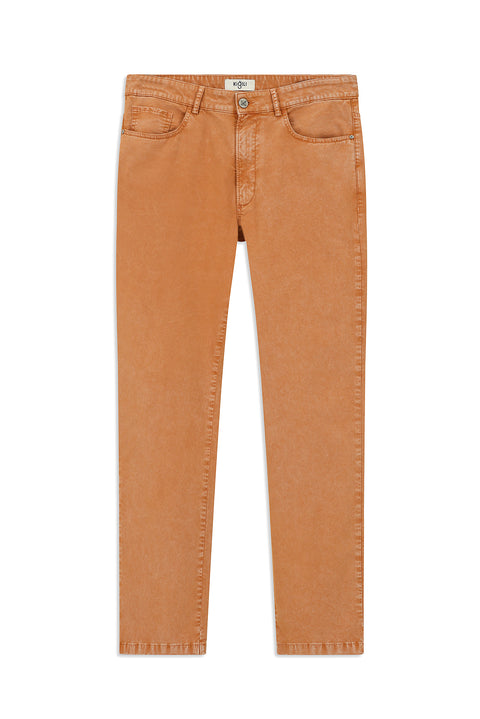 Brick Regular Fit Standard Cut Lycra Canvas / Chino Trousers