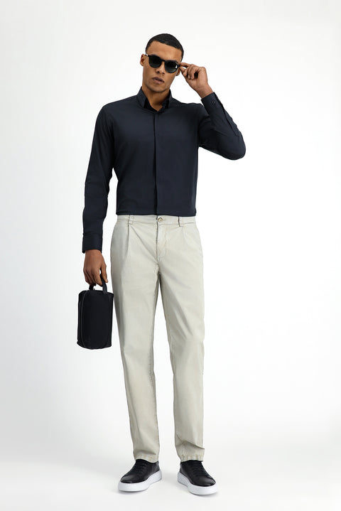 Orta Gri Regular Fit Standart Kesim Likralı Kanvas / Chino Pantolon