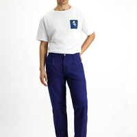 Mid Navy Regular Fit Standard Cut Lycra Canvas / Chino Trousers