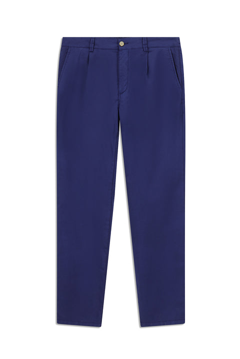 Mid Navy Regular Fit Standard Cut Lycra Canvas / Chino Trousers