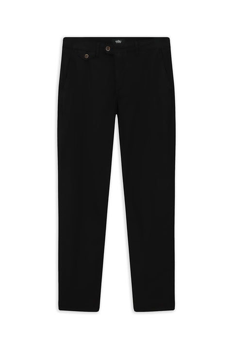Black Regular Fit Standard Cut Lycra Canvas / Chino Trousers