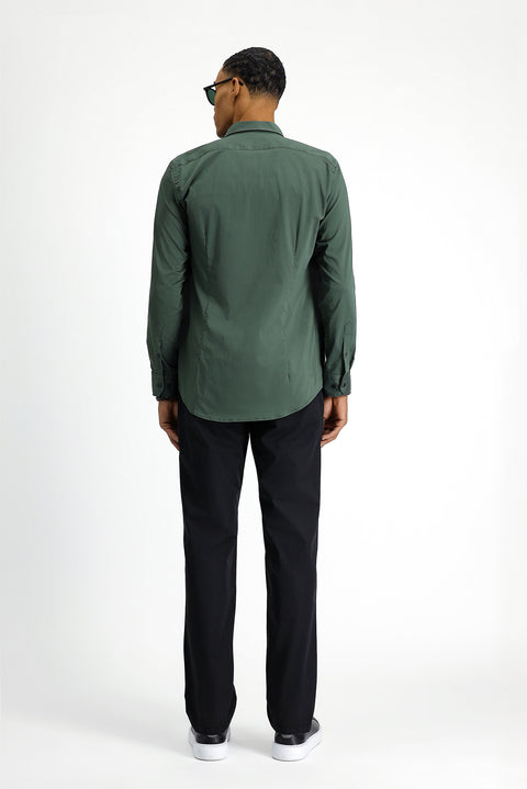 Black Regular Fit Standard Cut Lycra Canvas / Chino Trousers