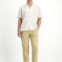 Light Beige Regular Fit Standard Cut Lycra Canvas / Chino Pants