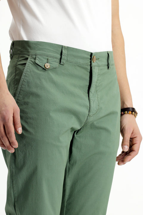 Orta Haki Regular Fit Standart Kesim Likralı Kanvas / Chino Pantolon