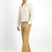 Light Beige Regular Fit Standard Cut Lycra Canvas / Chino Pants
