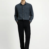 Black Slim Fit Narrow Cut Elasticated Waist Lyocell Canvas / Chino Trousers