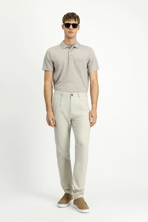 Safari Slim Fit Narrow Cut Elasticated Waist Lyocell Canvas / Chino Trousers