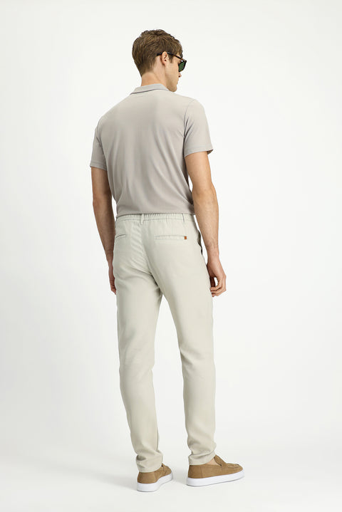Safari Slim Fit Narrow Cut Elasticated Waist Lyocell Canvas / Chino Trousers