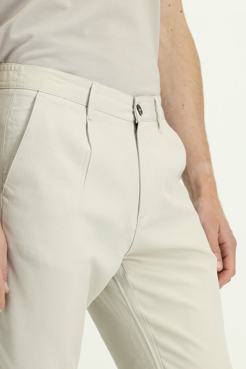 Safari Slim Fit Narrow Cut Elasticated Waist Lyocell Canvas / Chino Trousers