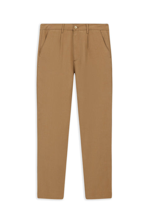 Taba Slim Fit Dar Kesim Beli Lastikli Lyocell Kanvas / Chino Pantolon