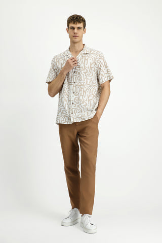  Taba Slim Fit Dar Kesim Beli Lastikli Lyocell Kanvas / Chino Pantolon