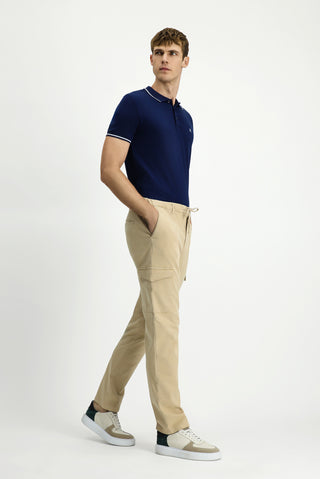  Açık Bej Regular Fit Standart Kesim Likralı Beli Lastikli İpli Lyocell Karışımlı Kargo Cepli Jogger Pantolon