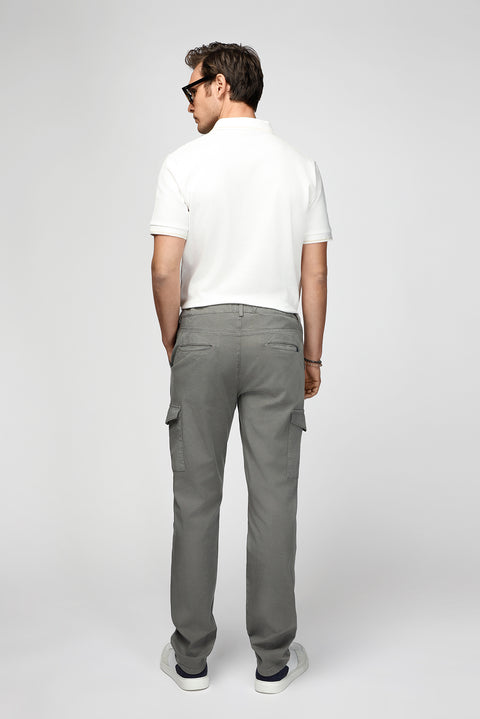 Men's Khaki Regular Fit Standard Cut Lyocell Blend Elastic Waist Drawstring Cargo Pocket Jogger Pants