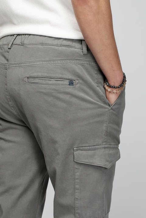 Men's Khaki Regular Fit Standard Cut Lyocell Blend Elastic Waist Drawstring Cargo Pocket Jogger Pants