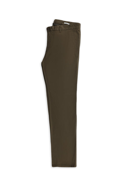 Dark Khaki Relaxed Fit Stretch Canvas / Chino Trousers