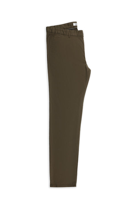 Dark Khaki Relaxed Fit Stretch Canvas / Chino Trousers