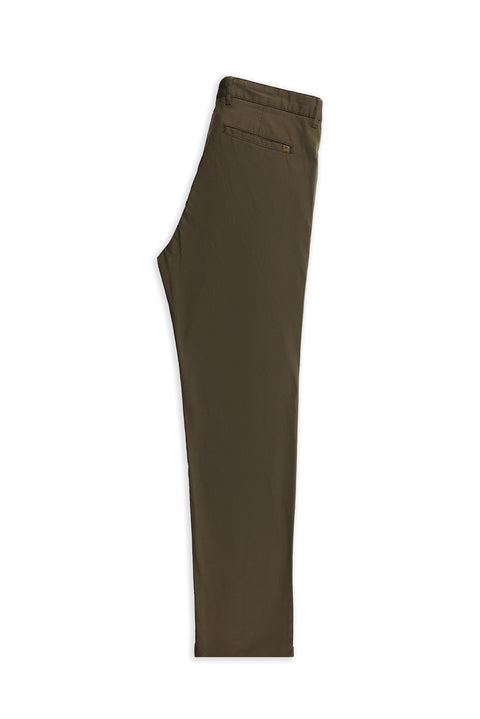 Dark Khaki Relaxed Fit Stretch Canvas / Chino Trousers