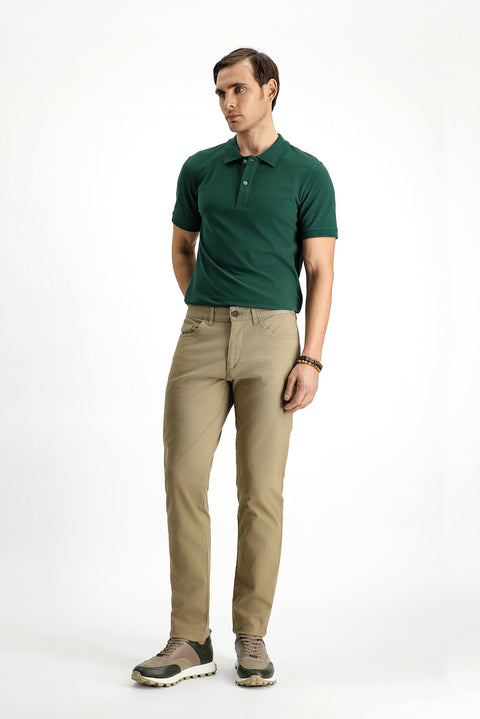 Orta Vizon Regular Fit Standart Kesim Likralı Desenli Kanvas / Chino Pantolon