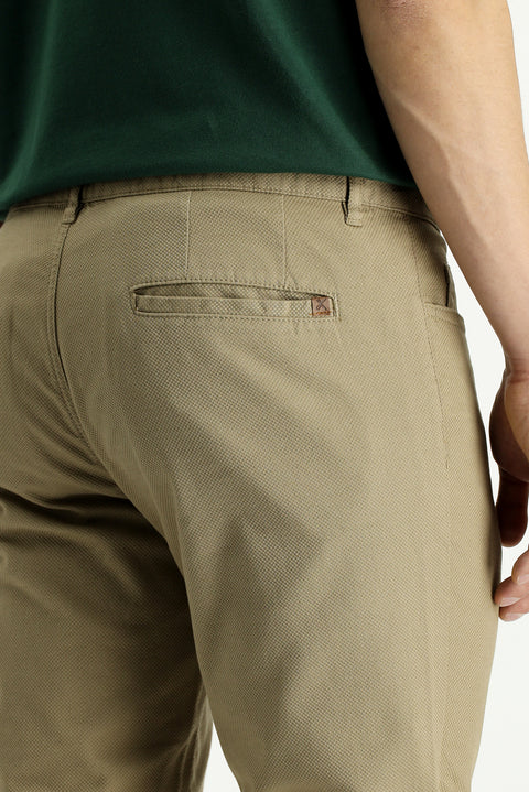 Orta Vizon Regular Fit Standart Kesim Likralı Desenli Kanvas / Chino Pantolon
