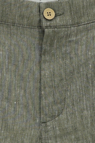  Orta Haki 7 Drop Slim Fit Dar Kesim Beli Lastikli Yandan Cepli Keten Kanvas / Chino Pantolon
