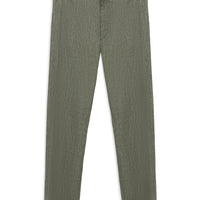 Medium Khaki 7 Drop Slim Fit Elasticated Waist Side Pocket Linen Canvas / Chino Trousers