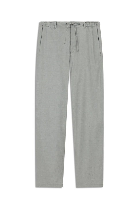 Orta Gri Slim Fit Dar Kesim Beli Lastikli İpli Keten Karışımlı Jogger Pantolon