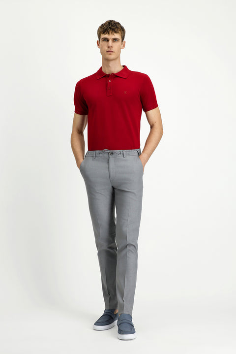 Medium Grey 7 Drop Slim Fit Linen Blend Jogger Pants with Elastic Waist Drawstring