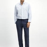 Koyu Lacivert 7 Drop Slim Fit Dar Kesim Beli Lastikli İpli Keten Karışımlı Jogger Pantolon