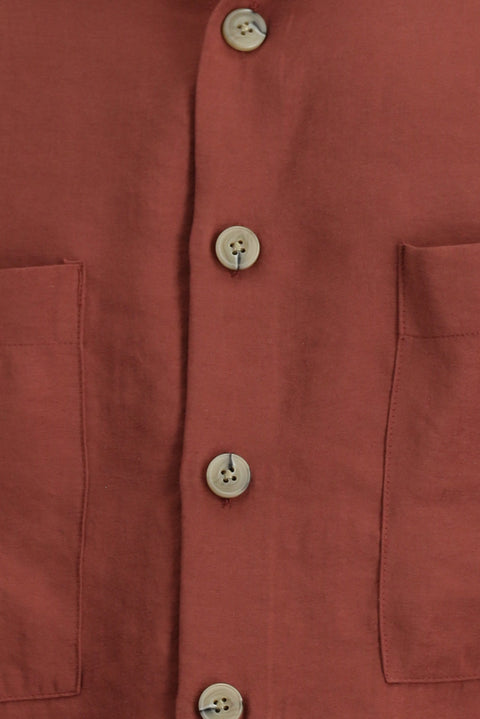 Brick Red Long Sleeve Oversize Modal Blend Shirt