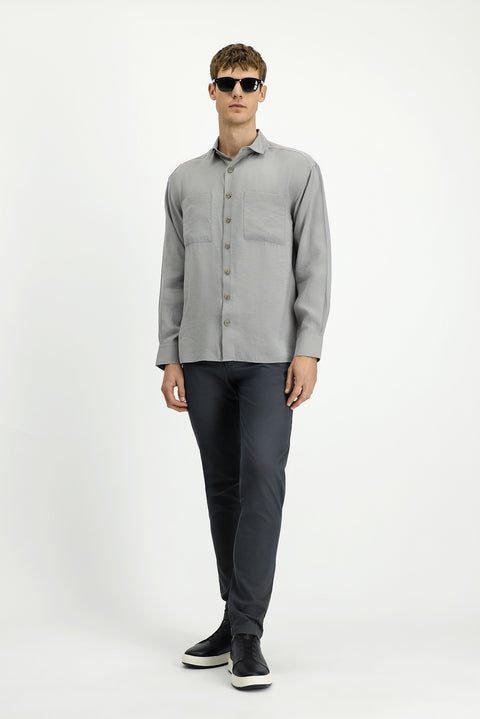 Dark Mink Long Sleeve Oversize Modal Blend Shirt