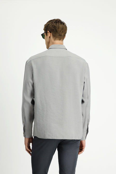 Dark Mink Long Sleeve Oversize Modal Blend Shirt
