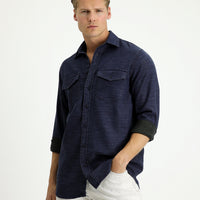 Indigo Long Sleeve Regular Fit Denim Cotton Shirt