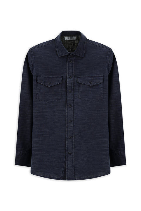 Indigo Long Sleeve Regular Fit Denim Cotton Shirt