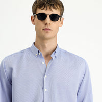 Blue Long Sleeve Regular Fit Cotton Easy Iron Shirt