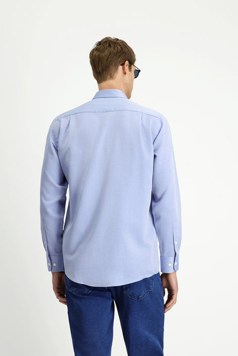Blue Long Sleeve Regular Fit Cotton Easy Iron Shirt