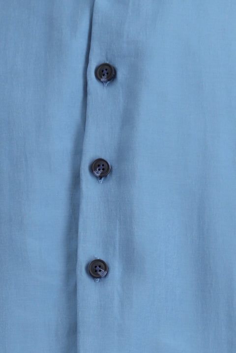 Blue Long Sleeve Oversize Lyocell Blend Shirt
