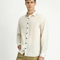 Off-white long-sleeved oversized lyocell blend shirt