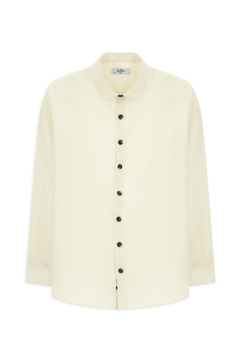Off-white long-sleeved oversized lyocell blend shirt